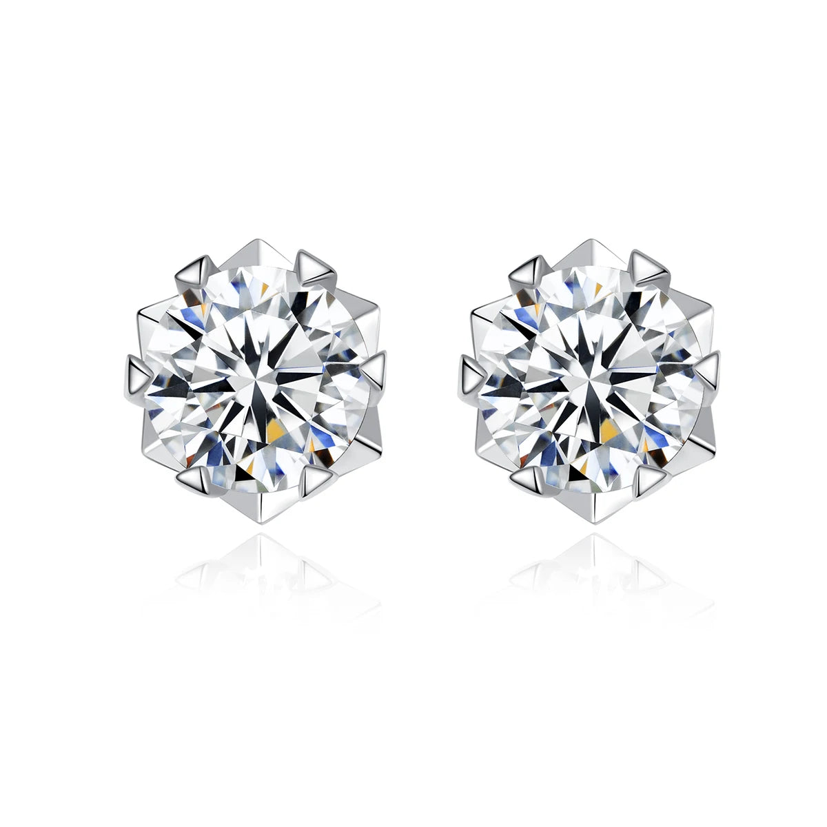 CZCITY Genuine 1ct Moissanite Diamond Stud Earrings Ladies Solid 925 Sterling Silver Earring for Wedding Jewelry