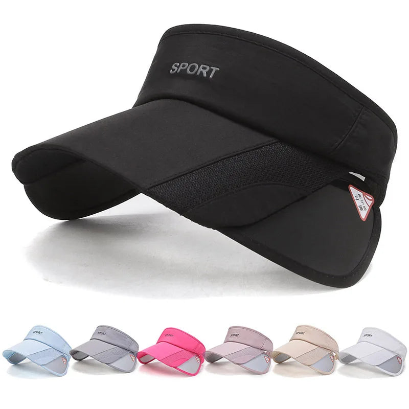 Men Women Sport  Cap Headband Classic Adjustable Hat Ceiling Visor Cap Pull-out Wide Brim Casual Topless Sunshade Visor Cap