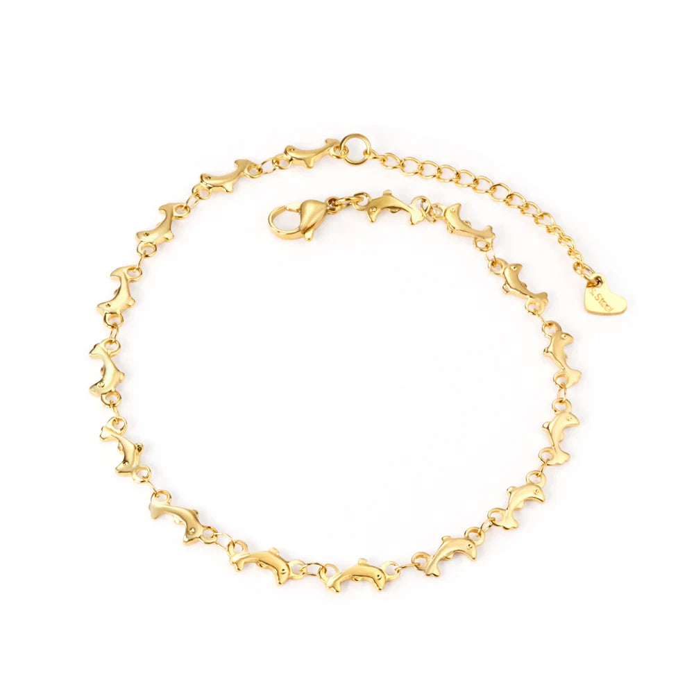 Hot Sale Gold Charm Beach Dainty Cute Tiny Lucky StarDolphin Foot Chain Anklet Jewelry  for Women