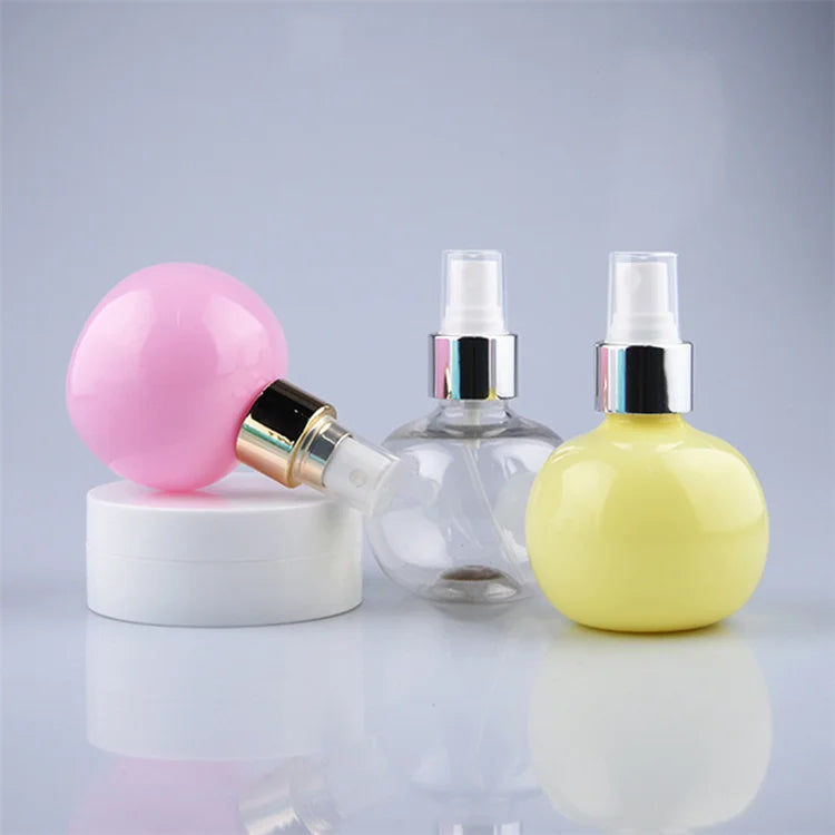 Creative Round Ball Spray Bottle Colorful clear pink Yellow Blue120ml 4oz Dispensing Pump Bottle Cosmetics Trigger Spray Bottle