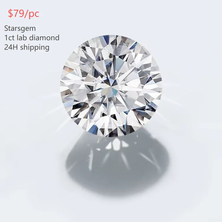 Starsgem Lab Diamante 24H Shipping 0.3ct 0.5ct 1ct DEF VS Vvs Round Diamant Hpht Cvd Lab Grown Diamonds