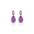 Women Fashion Faceted Stud Vermeil Natural Gemstone Design Jewelry Fine Gem Drop Nano Emerald Pink Amethyst Stud Earrings