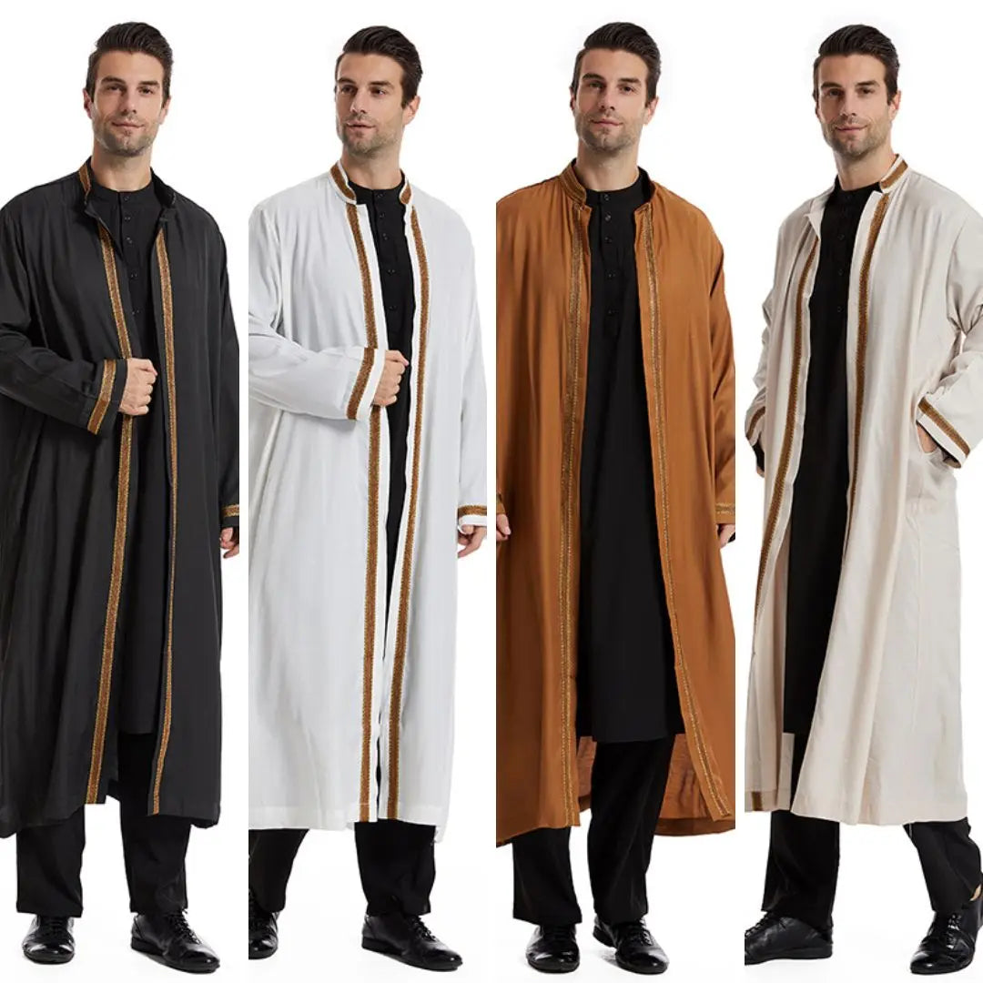 Hot Selling Muslim Men Clothing Islamic Solid Color Polyester Thobe Men First Class Workmanship Jubbah Men's Thobe