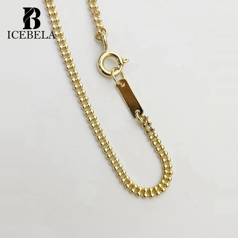 Wholesale Fine Jewelry Korean Minimalist Luxury Designer 18k Gold Plated Double Chain Bead Bracelet for Women
