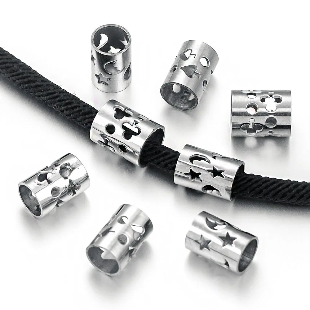 Stainless Steel Tube Beads Star Moon Heart Spacer Bead for DIY Jewelry Findings Handmade Bracelet Necklace Making