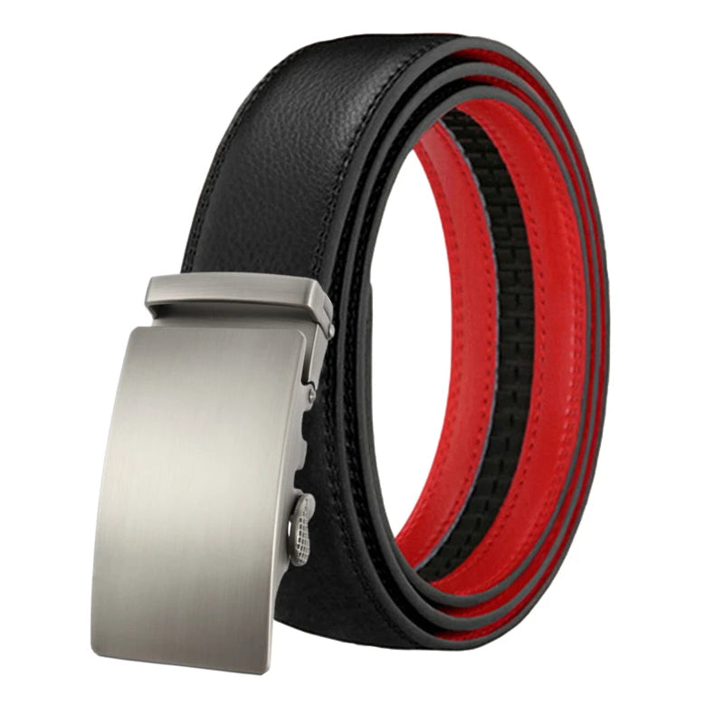 LQbelt Men's Automatic Buckle Ratchet Belts for Male Genuine Leather Belt Waistband Factory Custom Design