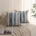 Boho Throw Pillow Covers 18x18 Inch Striped Cousion Cover Decorative Chenille Pillowcases Square Cushion Covers