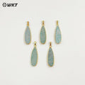WT-P1889 Wholesale Fashion 18k Real Gold Plated Double Flat Natural Amazonite Pendant Fashion Long Waterdrop Stone Pendants