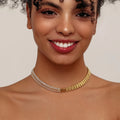 Fashion Tennis Chain Zirconia Stainless Steel 18K Gold Plated with Zirconia Necklace Stylish High Feeling Collarbone Chain