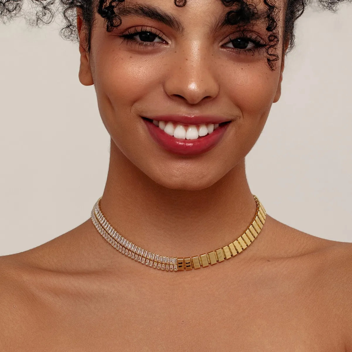 Fashion Tennis Chain Zirconia Stainless Steel 18K Gold Plated with Zirconia Necklace Stylish High Feeling Collarbone Chain