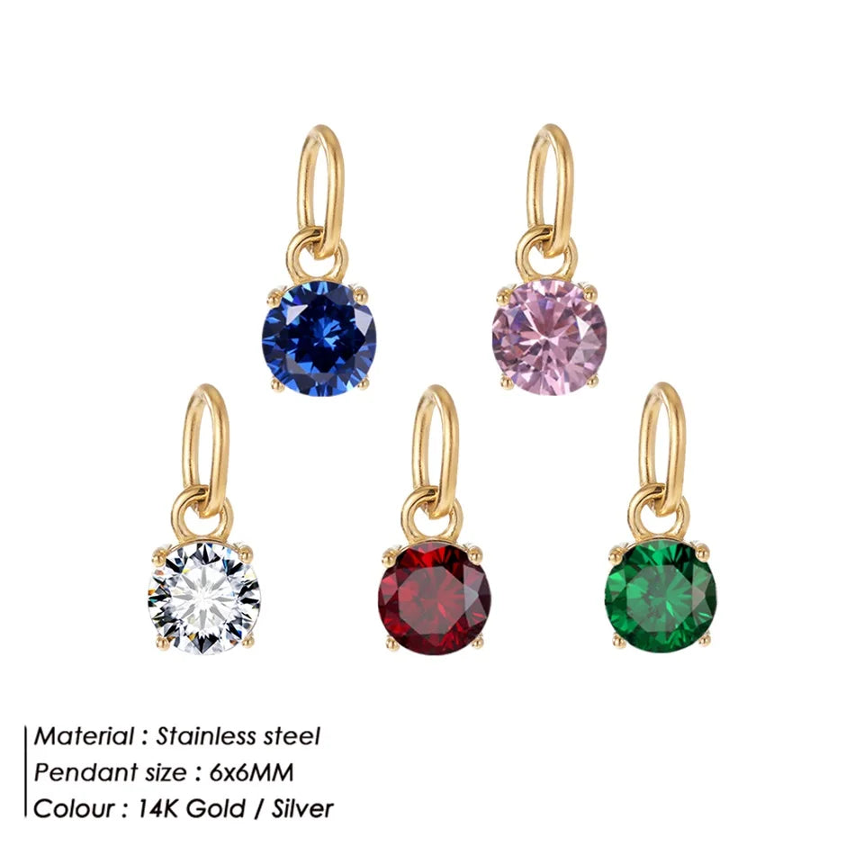 EManco Princess Cut Zircon Pendant Charms Necklace Silver/Gold Plated 316 Stainless Steel Trendy Jewelry Gift for DIY Party