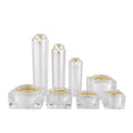 5g 10g 15g 30g 50g 30ml 50ml 100ml Luxury White Cosmetic Empty Plastic Acrylic Jar and Bottle Set with Gold Lid