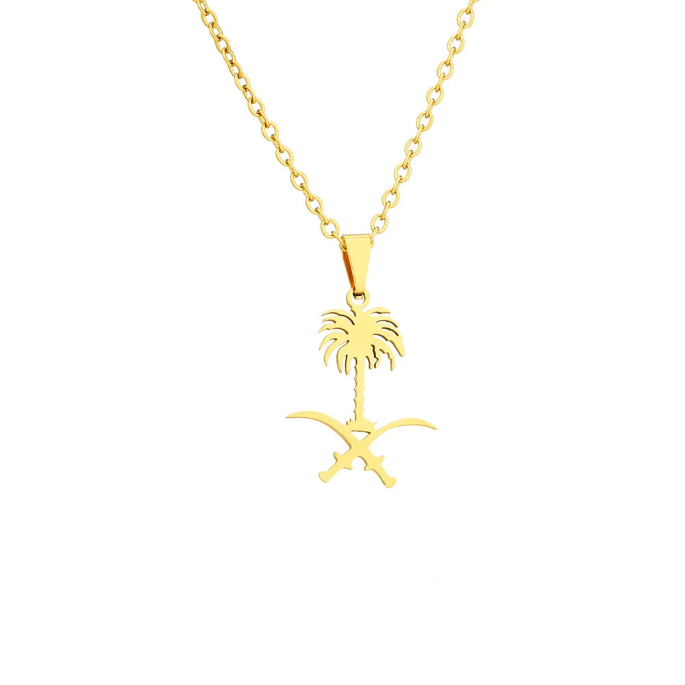 Middle East Ethnic Jewelry Stainless Steel Saudi Arabia Pendant Necklace