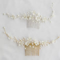SLBRIDAL Handmade Crystal Rhinestone Pearls Ceramic Flower Bridal Hair Comb Wedding Hair Accessories Bridesmaids Women Jewelry
