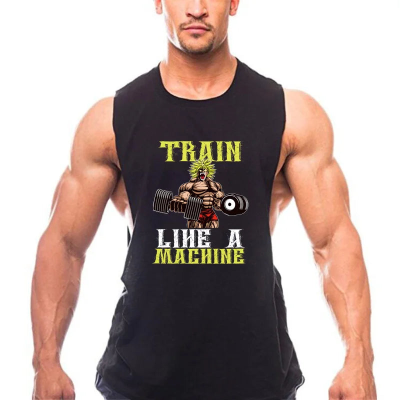 On Sale Summer Men's Gym Clothing Cut Off Tank Tops Undershirt Singlets Sleeveless Fitness Men Vest Bodybuilding t Shirt