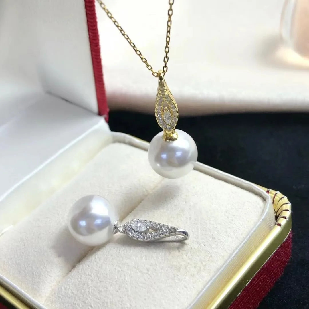 P1240 10-11mm DIY Natural  Freshwater Pearl Charm Pendant Necklace Accessory 925 Sterling Silver Jewelry for Women Without Chain