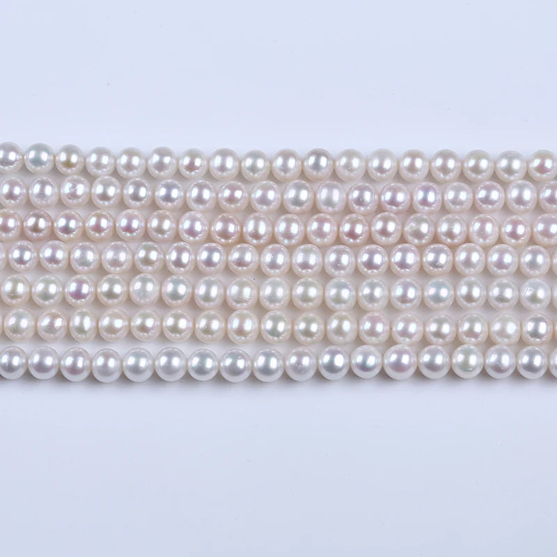 6-7mm White Round Chinese Akoya Loose Pearl Beads Strand