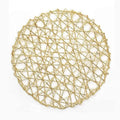 Classic 38cm 15inch Reusable Pvc Waterproof Non-Slip Heat Resistant Glitter Round Gold Wedding Placemat for Christmas Holiday