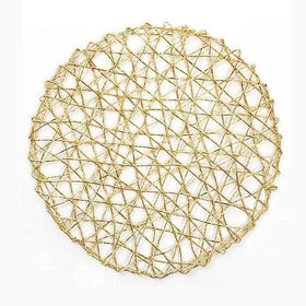 Classic 38cm 15inch Reusable Pvc Waterproof Non-Slip Heat Resistant Glitter Round Gold Wedding Placemat for Christmas Holiday