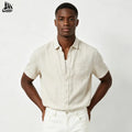 Custom Linen Men's Shirts Short Sleeve Eco Friendly Linen Shirt Men Sustainable Linen Shirts for Men