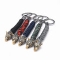 Vintage Celtics Wolf Keychains Vikings Knife Pendant Stainless Steel Paracord Rope Survival Keyring Handmade Male Accessories