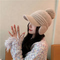 New Arrival 2022 Women Fashion Winter Warm Acrylic Knit Baseball Cap Hat With Earmuff