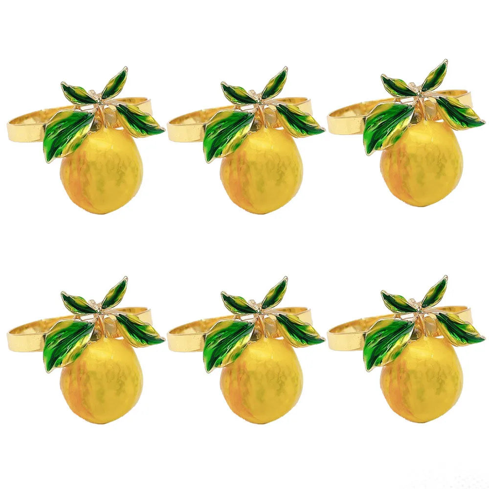 Ychon New Wedding Modern Hotel Summer Fruit Lemon Shaped Alloy Napkin Ring Table Decoration