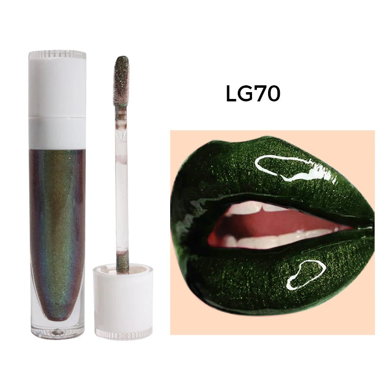 Business Vegan Lipgloss Stain Wholesale Private Label Logo Makeup Beauty Shiny Glitter Shimmer Lip Gloss