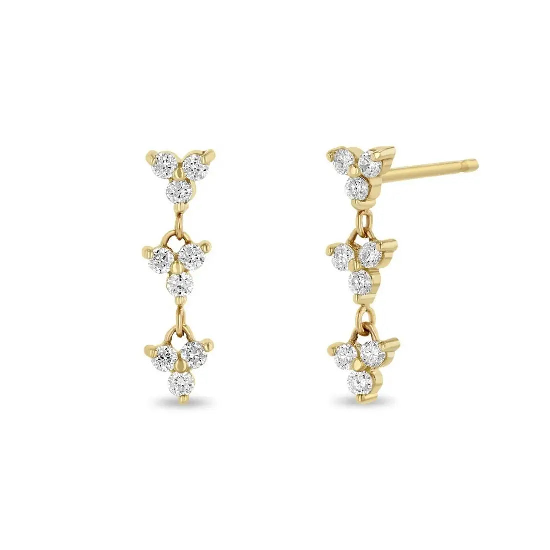 Fashion Jewelry Trendy Flower Drop Earrings 925 Sterling Silver Gold Plated Zircon Clover Dangle Stud Wedding & Party Women