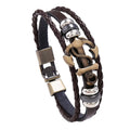 Welwish Retro Handmade Punk Anchor Leather Bracelet for Men Fashion Wrap Bracelets