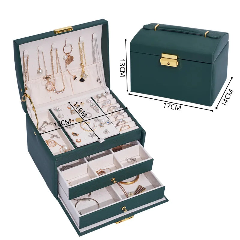 Jewelry Casket High Capacity Jewelry Box Multifunction Makeup Storage Makeup Organizer Beauty Travel Box Jewelry Organizer