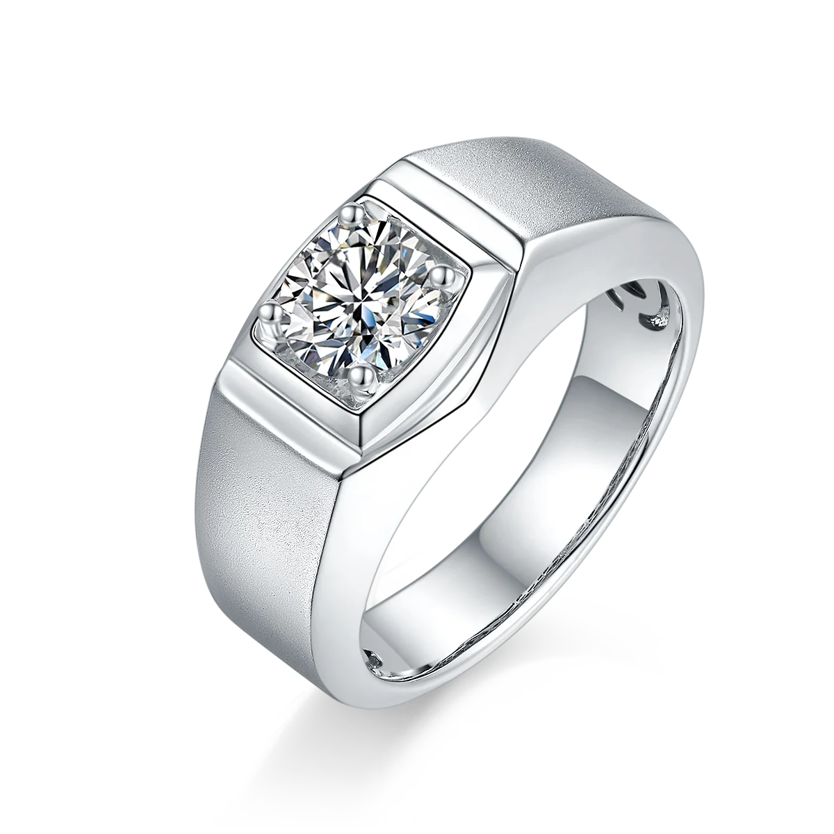 1ct Moissanite Ring 925 Sterling Silver Band Men Wedding Ring VVS White Diamond Stone Ring for Male