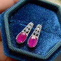 Summer 925 Sterling Silver Trending Hip Hop Natural Ruby Stud Earrings Good Price for Weddings and Parties