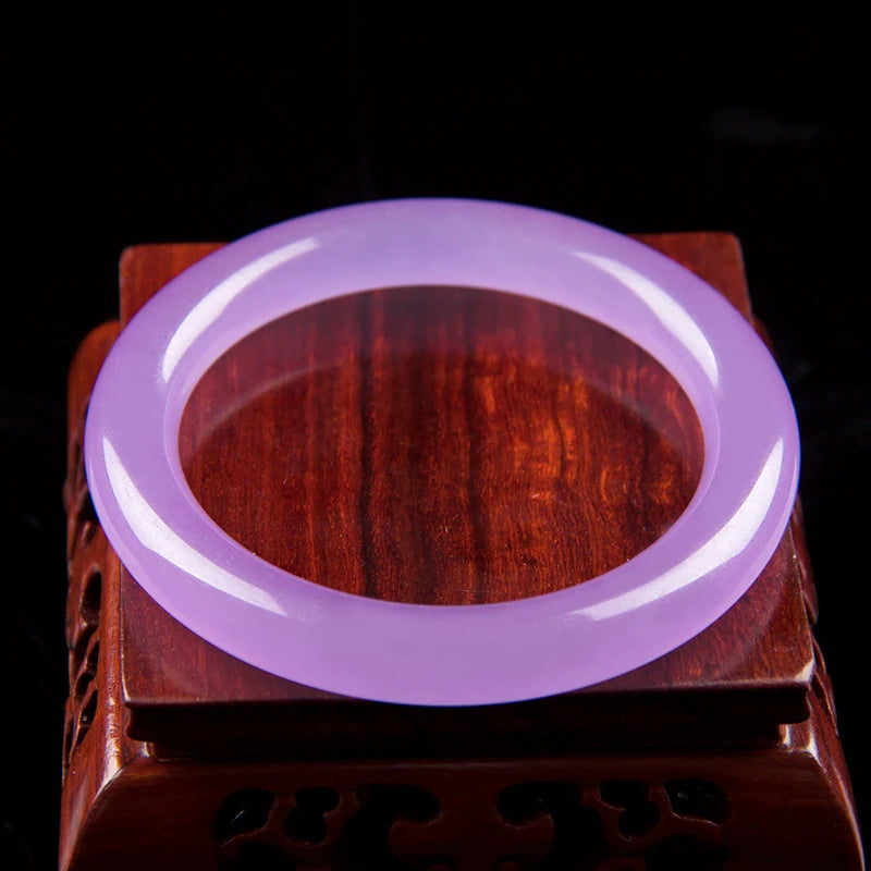 A Grade Round Bar Violet Jade Bracelet Female Models Thin Round Bar Ice Planted With Purple Quartzite Female Jade Bracelet