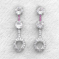 Sterling Silver 4*5mm Semi Mount Stud Eardrops Empty Frame Support Blank Setting S925 Base Without Center Stone DIY for Inlay