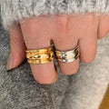 Minimal Brass 18K Gold Plated Wide Unisex Rings for Men and Women Trendy Wedding Fashion Jewelry Custom