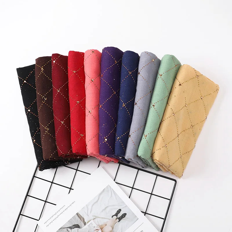 Wholesale of New Rhinestone Monochrome Women's Scarves Fashionable Headscarves Gauze Shawls Hijab