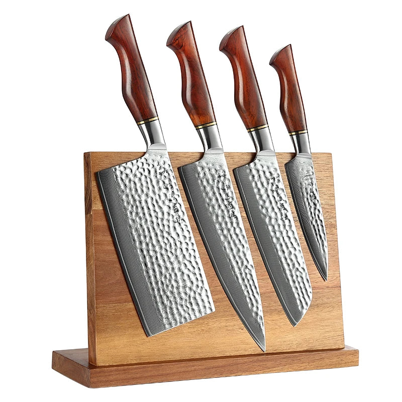 73 Layers Damascus Powder Steel Kitchen Knife Set with Wooden Block