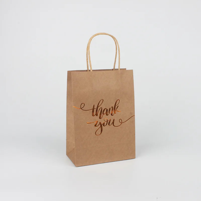Custom Your Own Logo Cosmetics Clothing Wedding Gift Packaging Brown Craft Shopping Thank You Kraft Paper Carry Bags With Logo