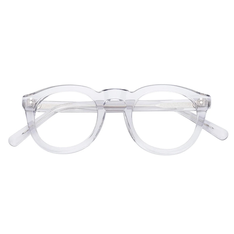Fashion Round Translucent Nude Acetate Optical Glasses Eyeglasses Frames in Stock