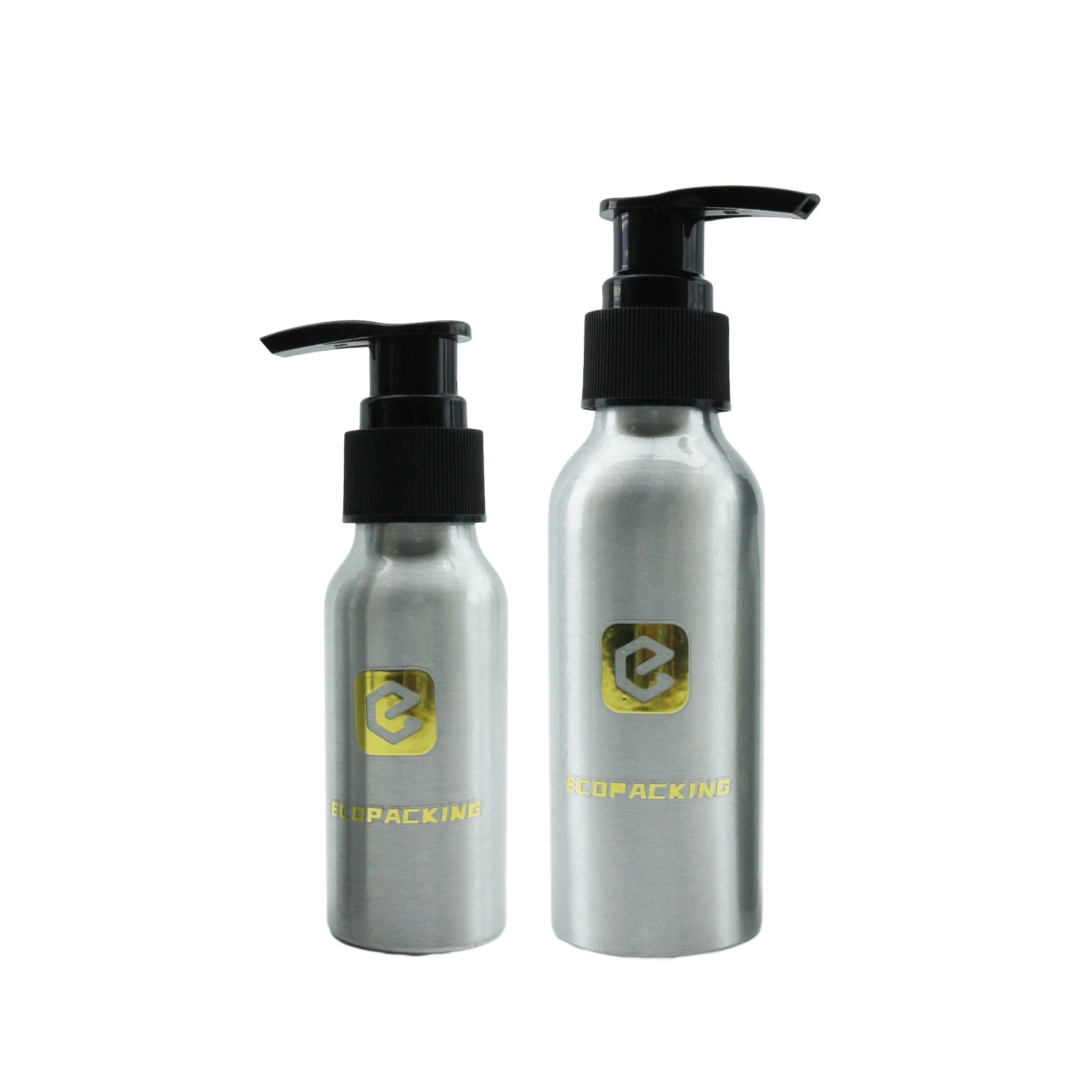 Custom Silver Aluminum 50ml 100ml Pump Shampoo Bottle for Skin Care Perfume & Essential Oils with Pump Sprayer Seal