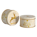 D75 H45mm Round Shape Custom Logo Printed Gold Color Gift Tin Box Shape Metal Tinplate for Candle Craft Christmas Gift Candy