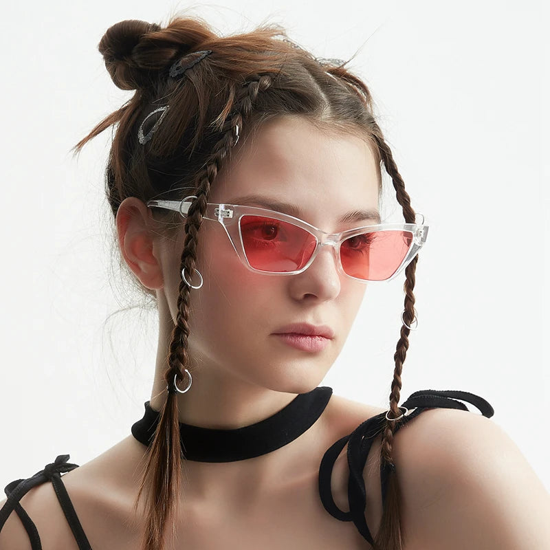 2022 New Fashion Cat Eye Sunglasses Women Custom Logo Vintage Fashion Sunglasses Square Color Ocean Lens Sunglasses