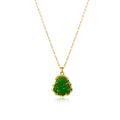 18K Gold Plated Stainless Steel Green Agate Stone Maitreya Buddha Necklace Religion Jade Buddha Pendant Necklace