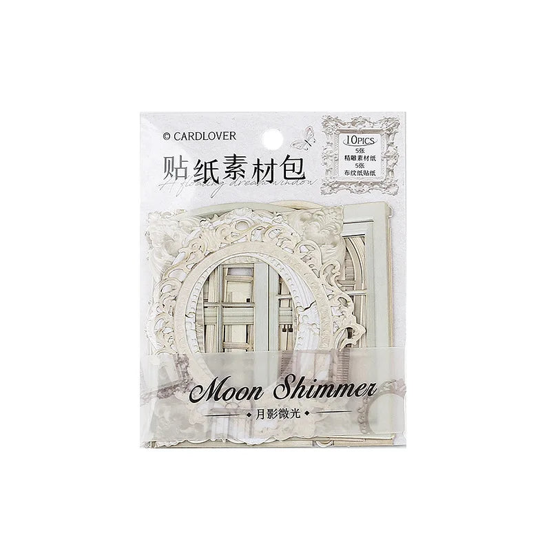 10pcs/pack Skeleton Specialty Material Paper Floating Dreams Window Series Into the Border Theme Decorative Stickers
