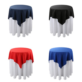 Modern Woven Square Blue White Polyester Table Linen Tablecloth for Wedding Party Restaurant