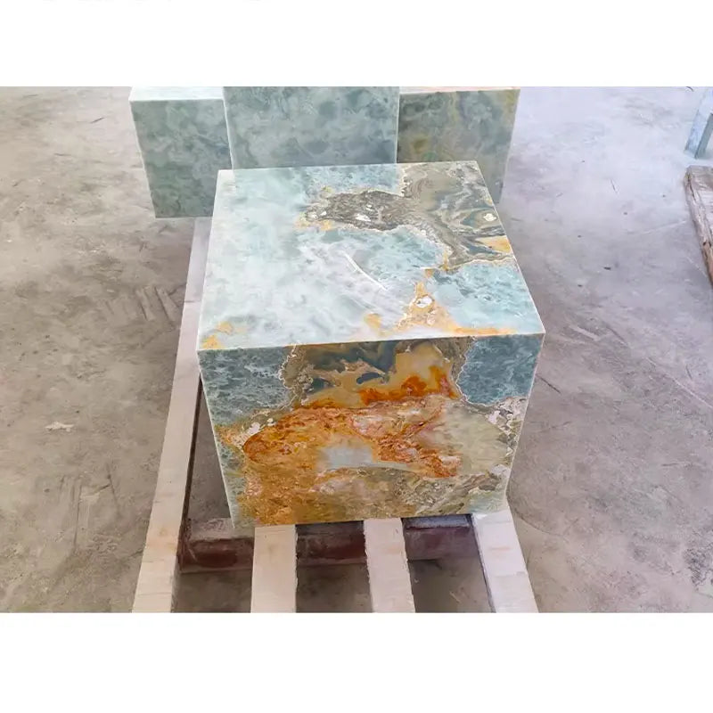 Blue White Onyx Plinth Coffee Table Polished Waterproof for Home Interior Decoration Villa Display Cabinets-Graphic Design