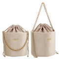 Velvet Drawstring Toiletry Wash Makeup Skin Scare Storage Organizer Bags With Chain Handle Round Bottom String Cosmetic Bag