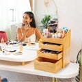 Custom Logo Bamboo Cosmetic Storage Box Professional Makeup Packaging with Personalized Touch