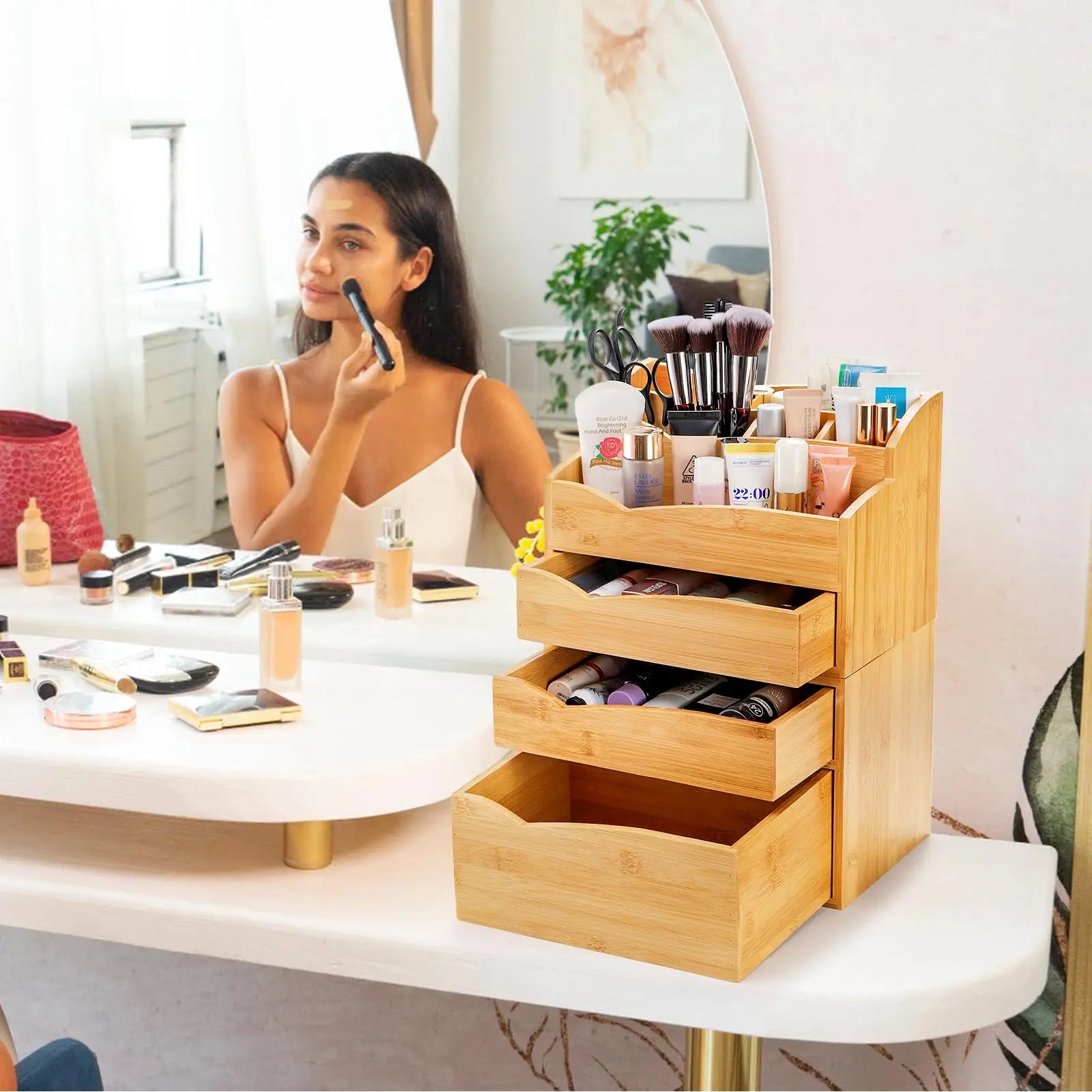 Custom Logo Bamboo Cosmetic Storage Box Professional Makeup Packaging with Personalized Touch